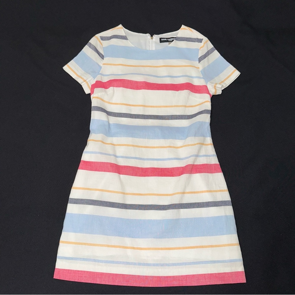 Karl Lagerfeld linen dress striped size 4